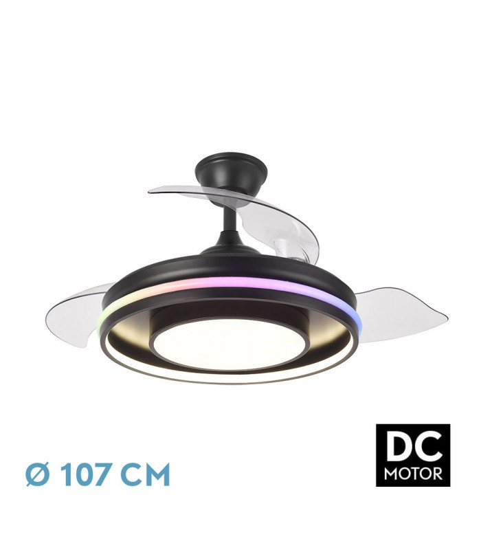 Ventilador de Techo PITUFO APP Negro DC 57W 3990Lm 3 Aspas RGB+CCT