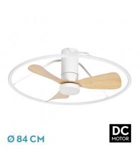 Ventilador de Techo OPORTO APP Blanco DC 56W 5600Lm 3 Aspas Haya CCT