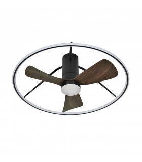 Ventilador de Techo OPORTO APP Negro DC 56W 5600Lm 3 Aspas Marrón CCT