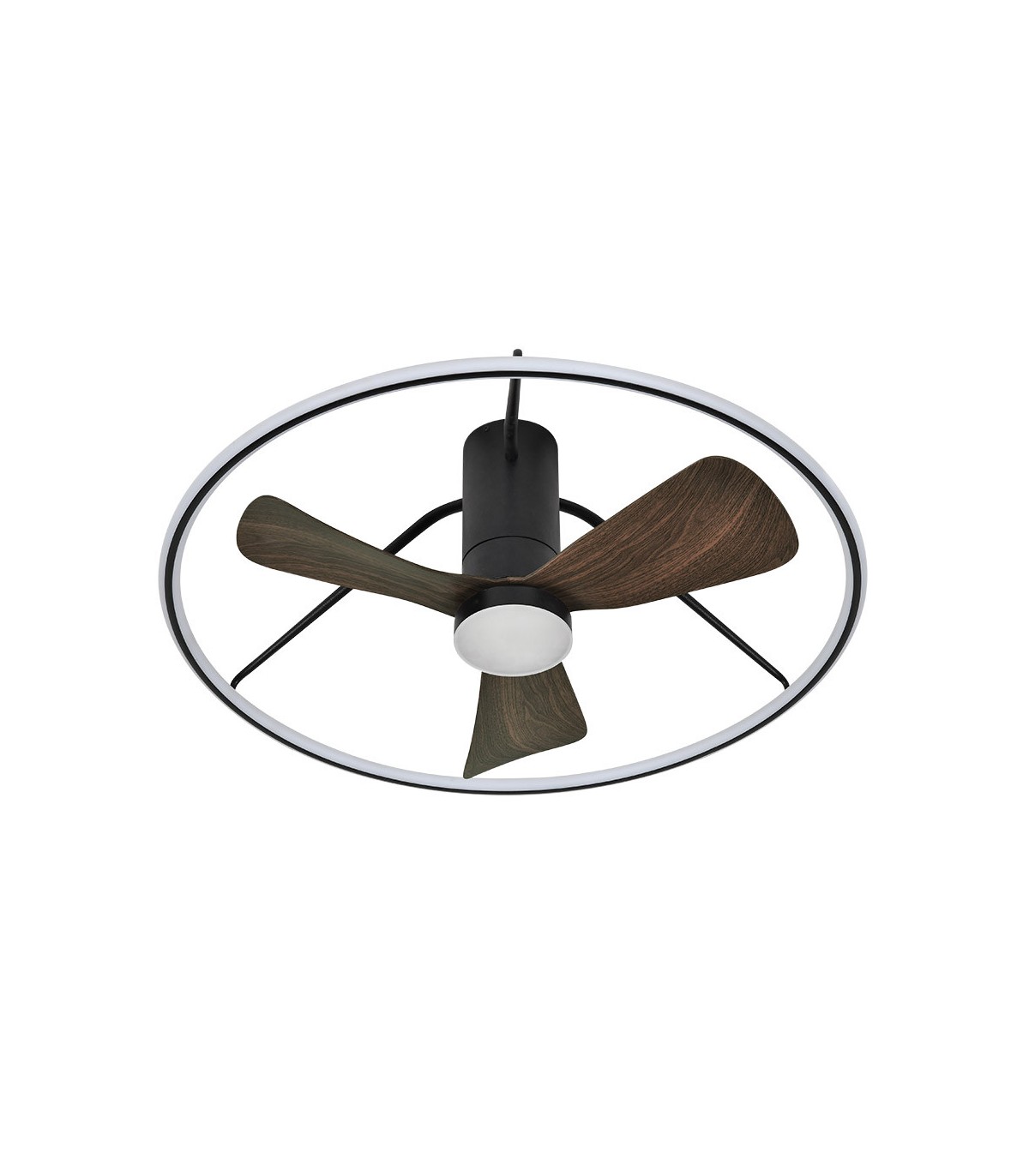 Ventilador de Techo OPORTO APP Negro DC 56W 5600Lm 3 Aspas Marrón CCT