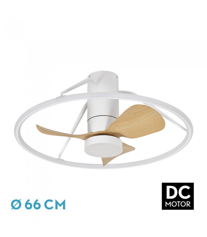 Ventilador de Techo OPORTO XS APP Blanco DC 46W 4600Lm 3 Aspas Haya CCT