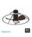 Ventilador de Techo OPORTO XS APP Negro DC 46W 4600Lm 3 Aspas Marrón CCT