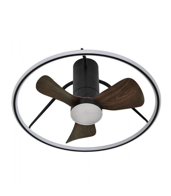 Ventilador de Techo OPORTO XS APP Negro DC 46W 4600Lm 3 Aspas Marrón CCT