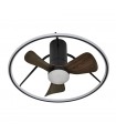 Ventilador de Techo OPORTO XS APP Negro DC 46W 4600Lm 3 Aspas Marrón CCT
