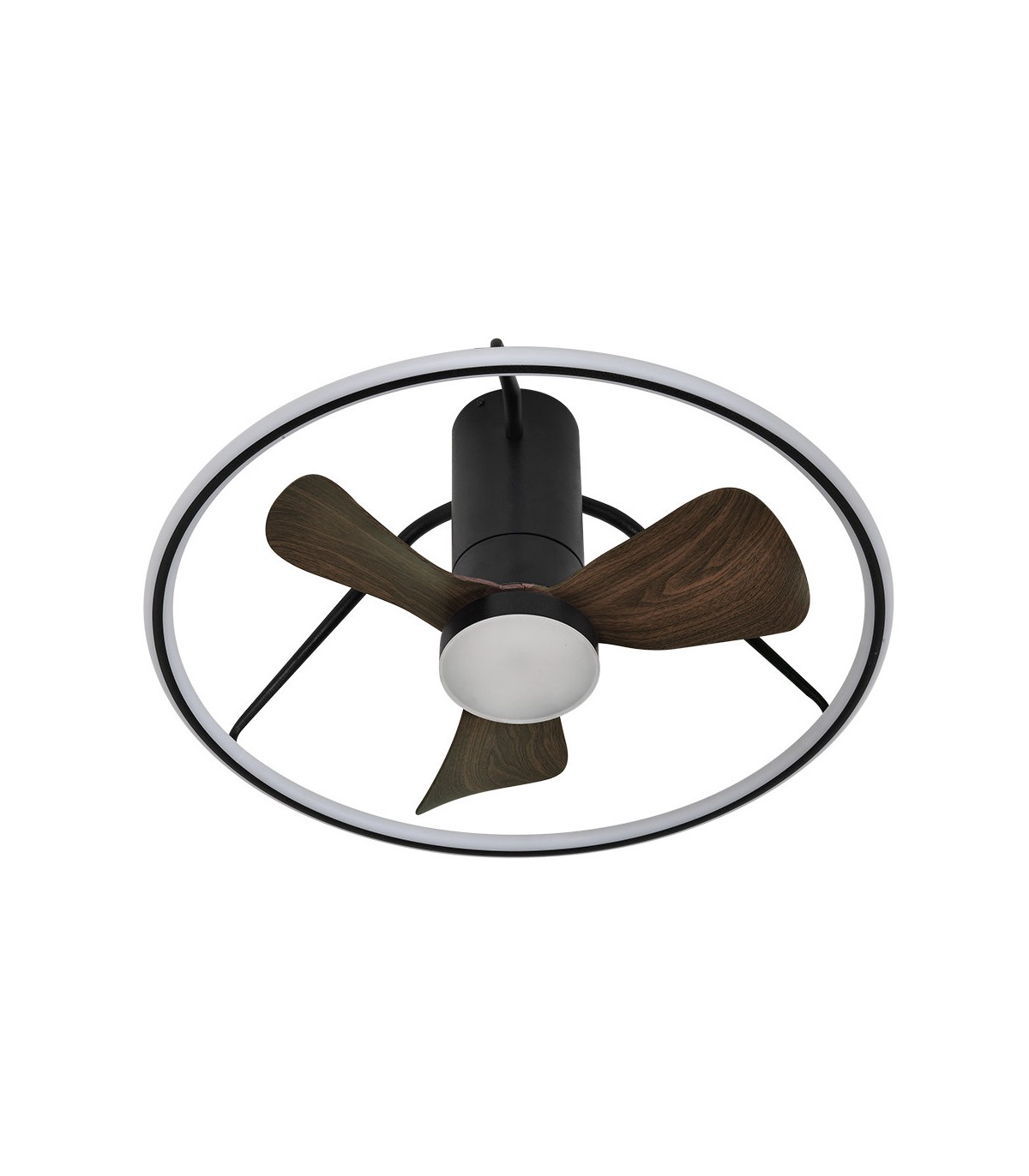 Ventilador de Techo OPORTO XS APP Negro DC 46W 4600Lm 3 Aspas Marrón CCT