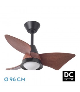 Ventilador de Techo JAGUAR Negro DC 30W 3000Lm 3 Aspas Roble CCT