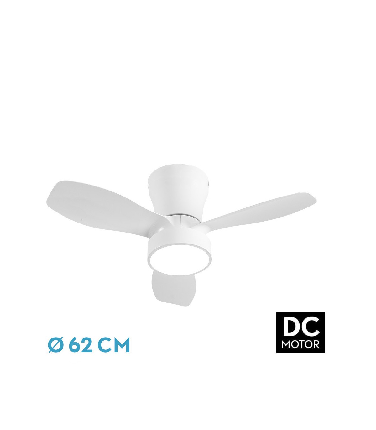 Ventilador de Techo PITON Blanco DC 24W 2160Lm 3 Aspas Blanco CCT