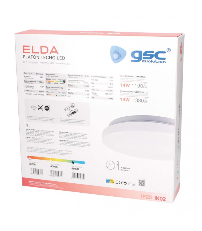 Plafón Superficie ELDA 14W 1380Lm Redondo