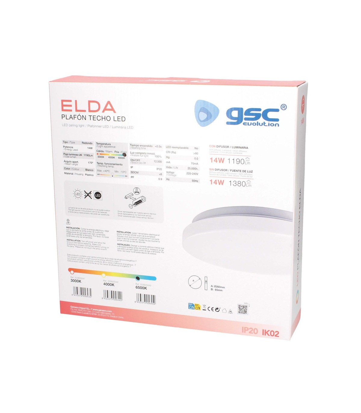 Plafón Superficie ELDA 14W 1380Lm Redondo