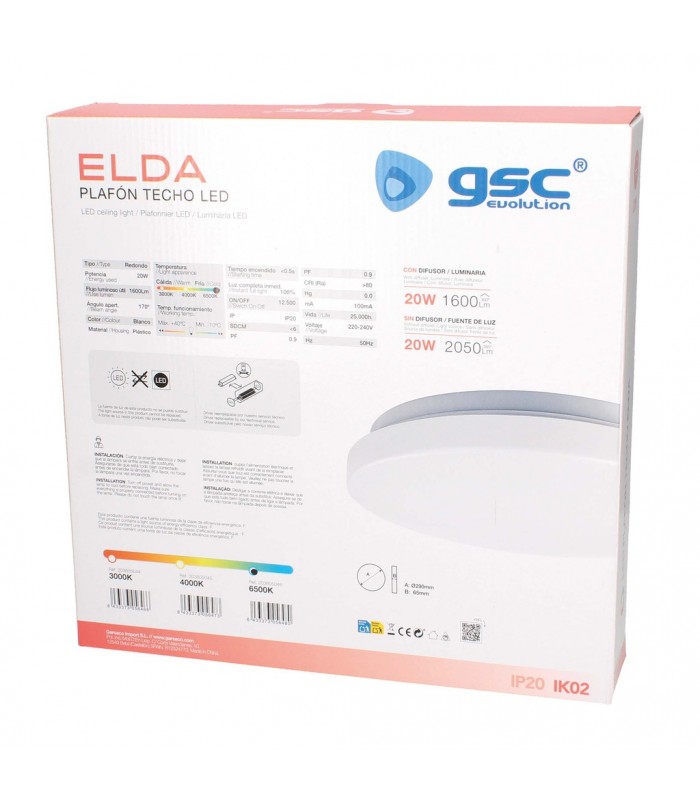 Plafón Superficie ELDA 20W 2050Lm Redondo