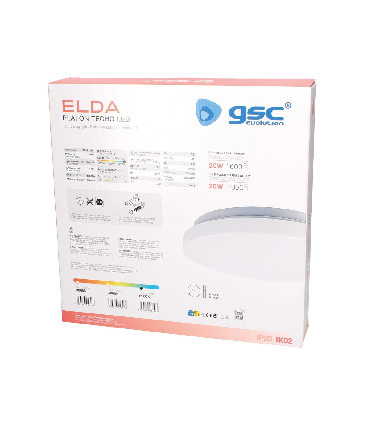 Plafón Superficie ELDA 20W 2050Lm Redondo