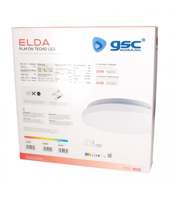 Plafón Superficie ELDA 24W 2500Lm Redondo