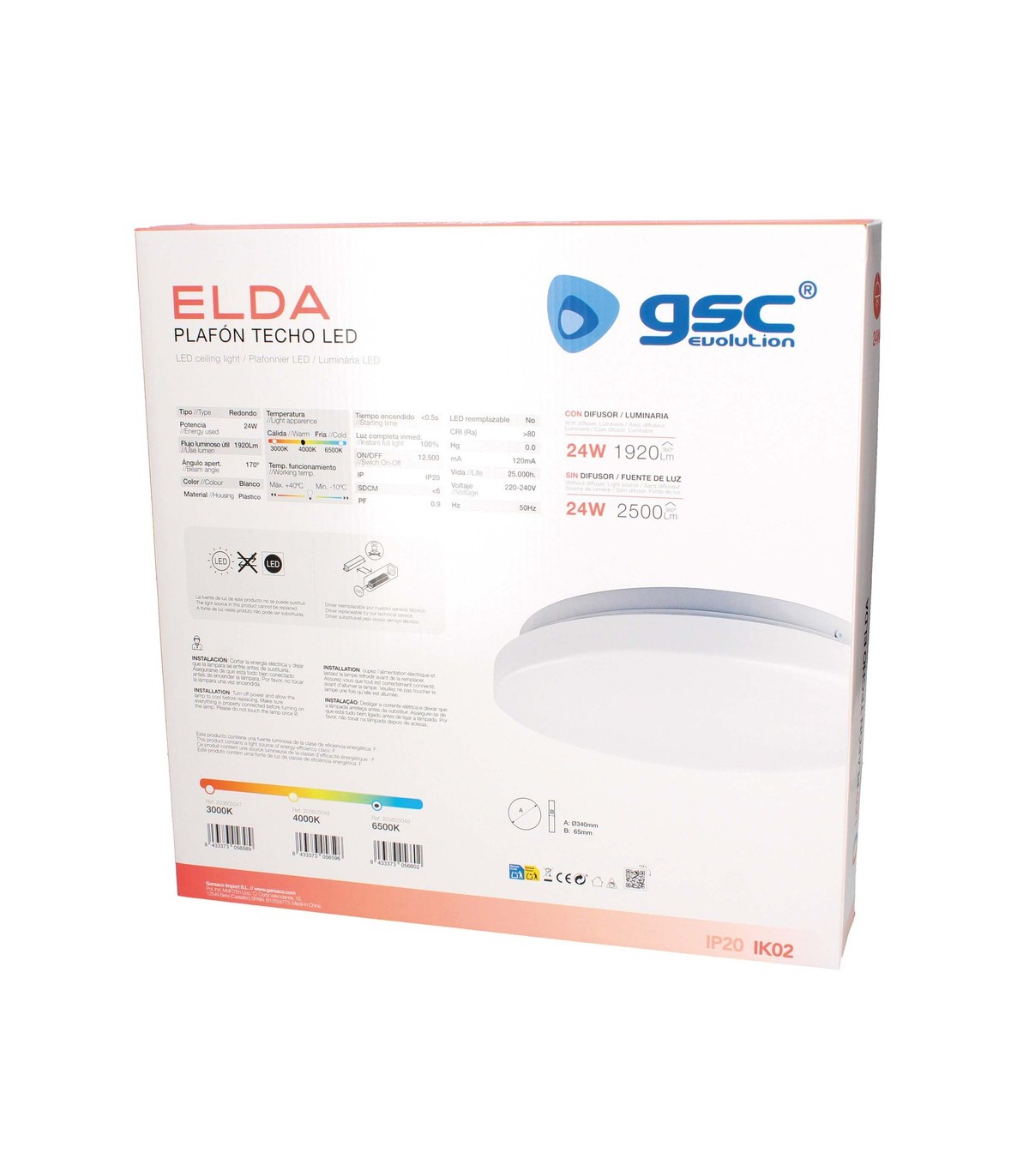 Plafón Superficie ELDA 24W 2500Lm Redondo