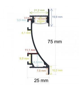 Perfil Aluminio SCAUT Empotrar -2 Metros-