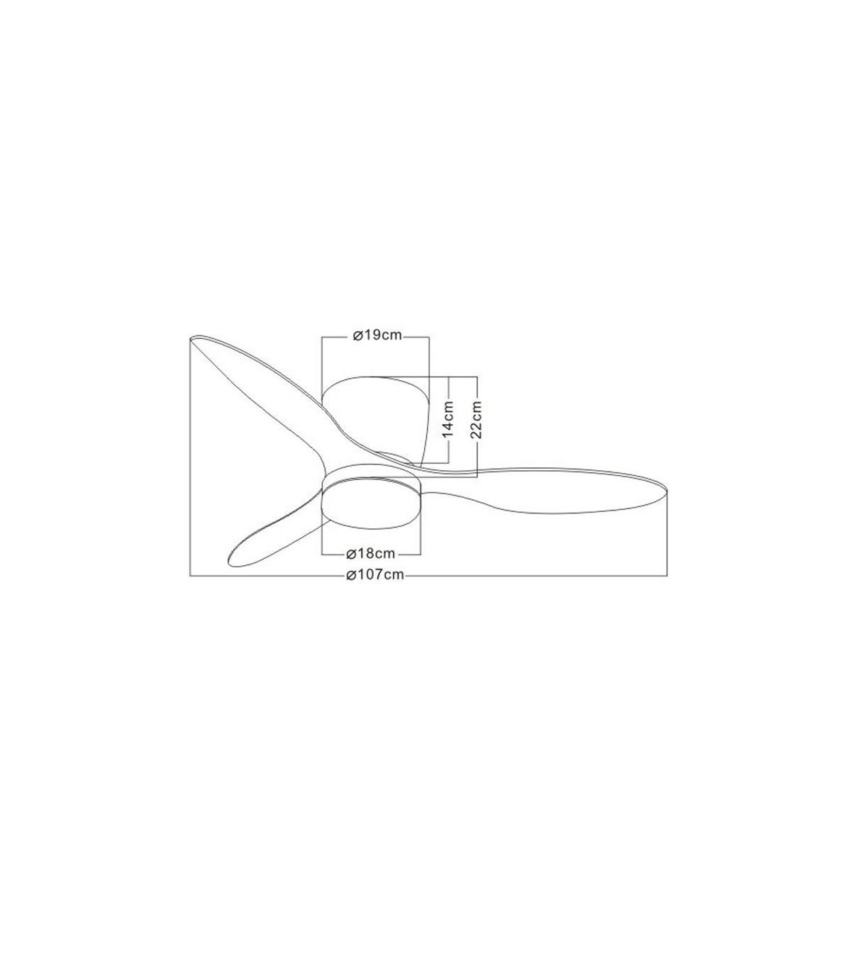Ventilador de Techo EMILY-L Blanco APP DC Sin Luz 3 Aspas Blanco