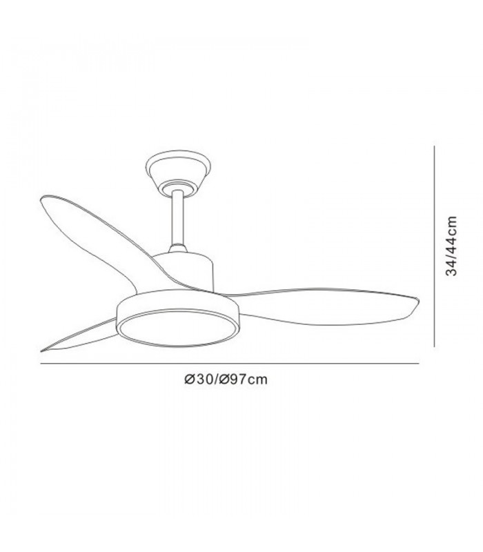 Ventilador de Techo GINNA-S Blanco APP DC 36W 3000Lm 3 Aspas Blanco CCT