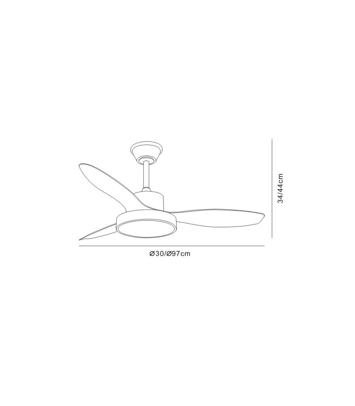 Ventilador de Techo GINNA-S Blanco APP DC 36W 3000Lm 3 Aspas HayaCCT