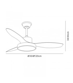 Ventilador de Techo GINNA-XL Blanco APP DC 36W 3000Lm 3 Aspas Haya CCT