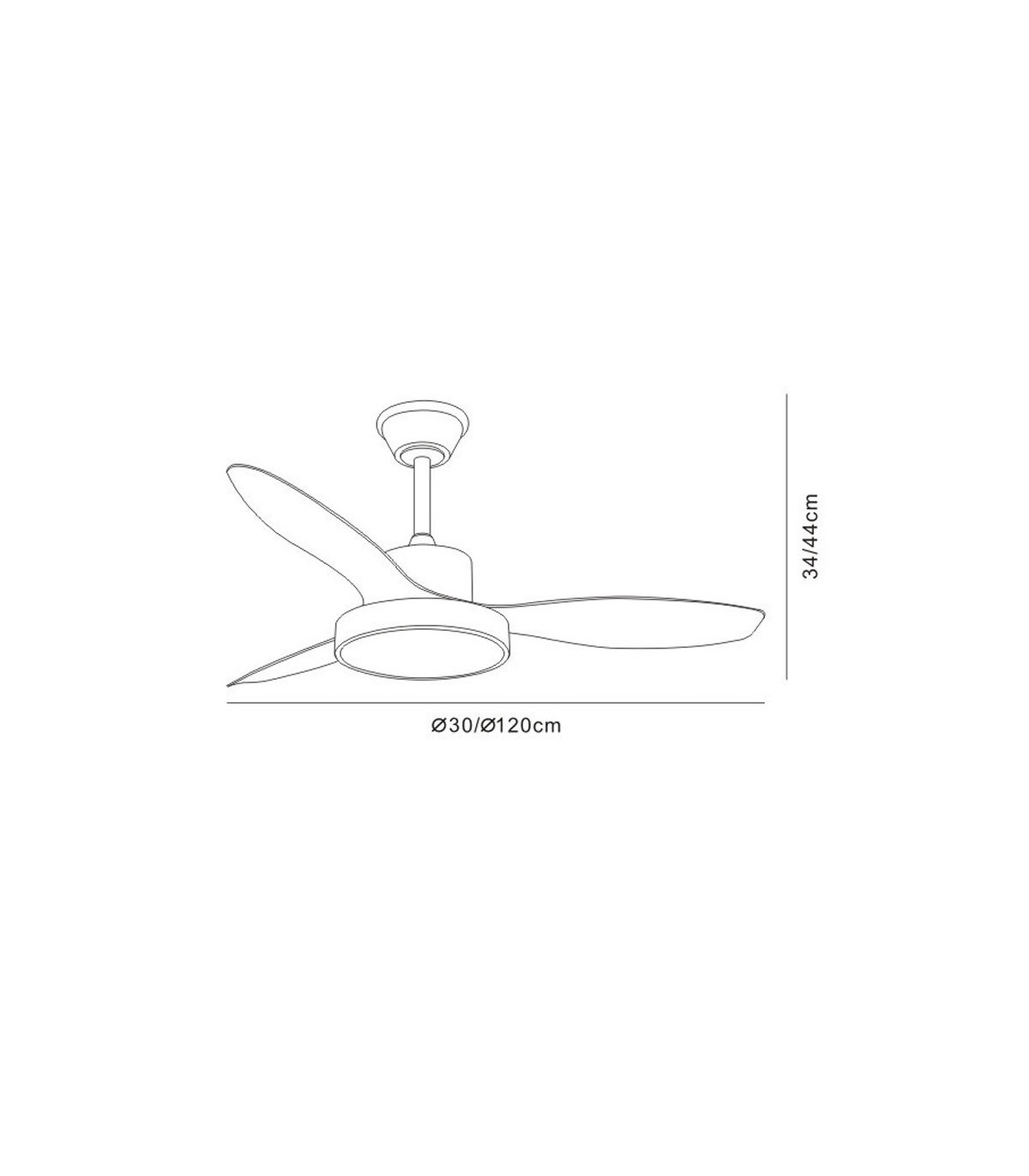 Ventilador de Techo GINNA-XL Blanco APP DC 36W 3000Lm 3 Aspas Haya CCT