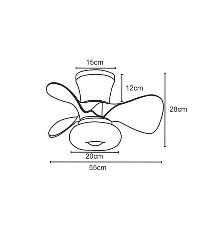 Ventilador de Techo DUBI Negro APP DC 36W 3000Lm 3 Aspas CCT