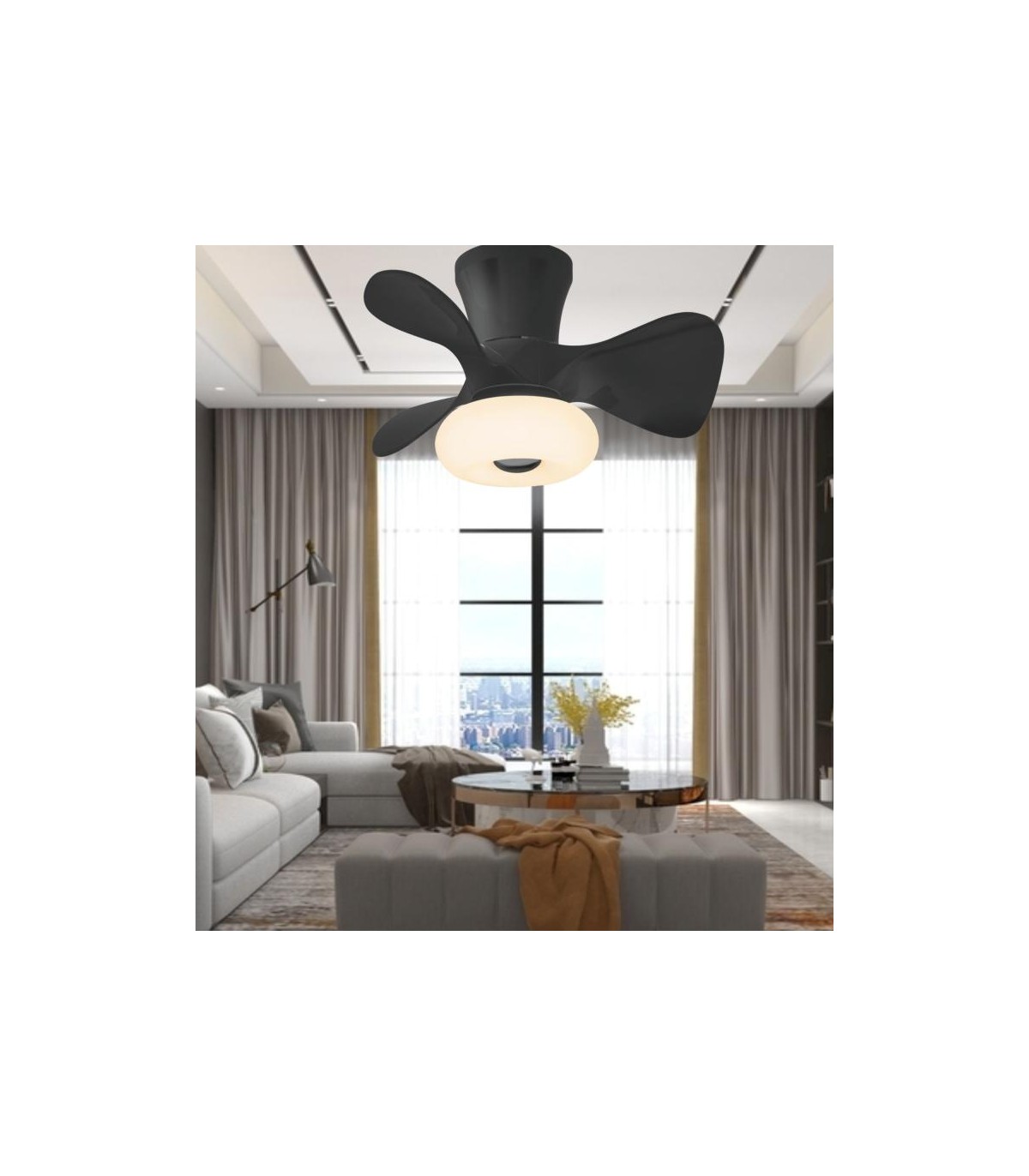 Ventilador de Techo DUBI Negro APP DC 36W 3000Lm 3 Aspas CCT