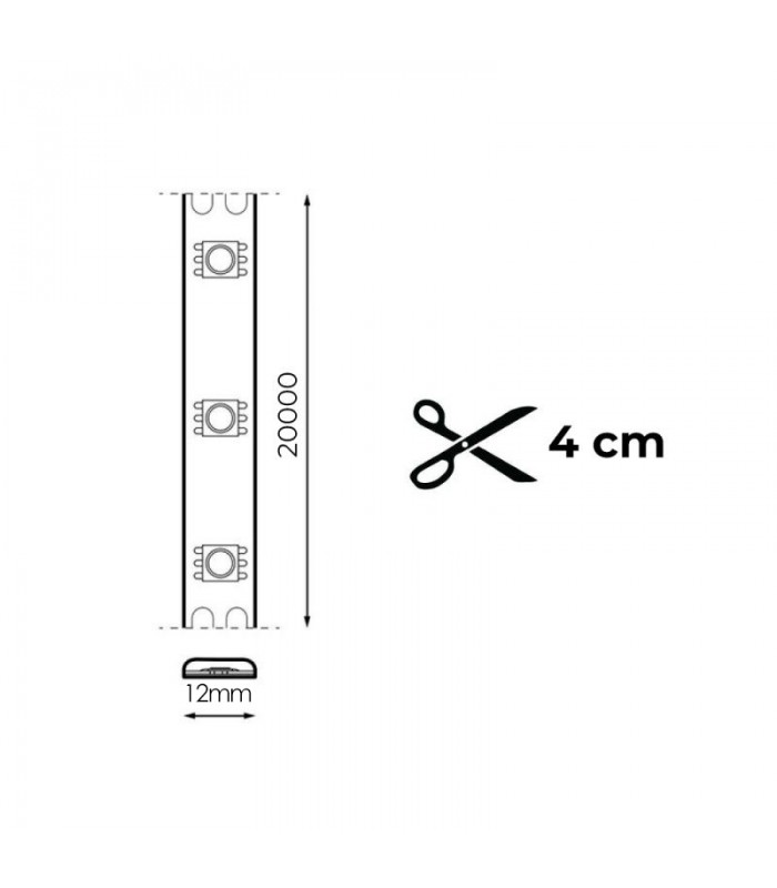 Tira Flexible Led 12W 1200Lm/M 120Led/m IP65 DC24V -20 Metros-