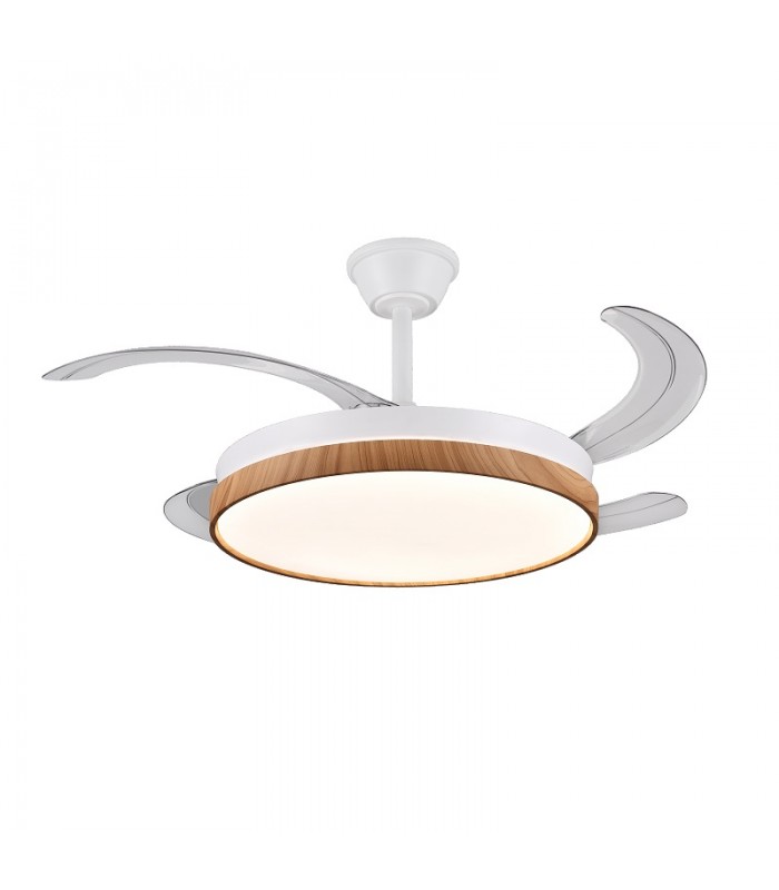 Ventilador de Techo FIONA-S Blanco/Haya APP DC 48W 4800Lm 4 Aspas CCT