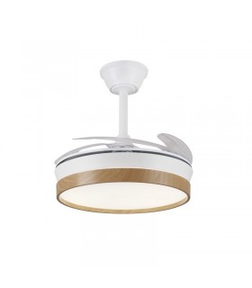 Ventilador de Techo FIONA-S Blanco/Haya APP DC 48W 4800Lm 4 Aspas CCT
