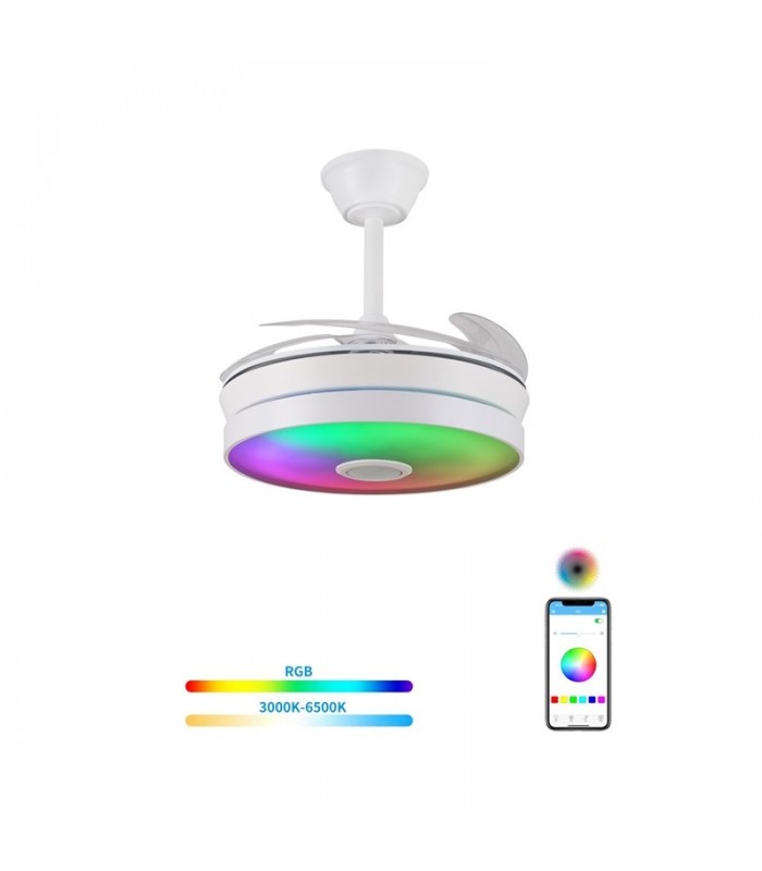 Ventilador LED ALTHEA-S musica APP DC 72W 4 aspas 7200Lm Blanco RGB+CCT