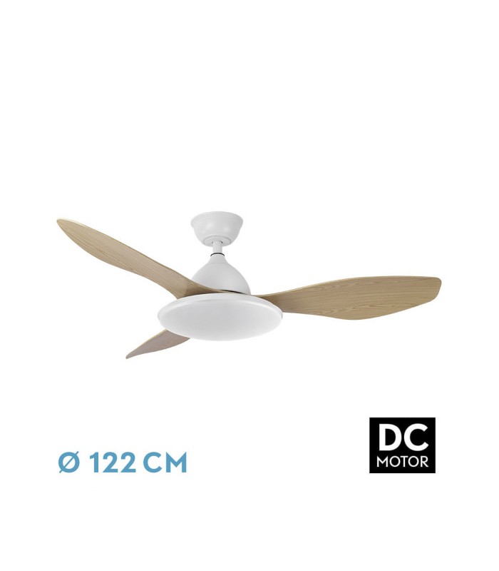 Ventilador de Techo YAEL DC Blanco 72W 7200Lm 3 Aspas Blanco/Haya CCT