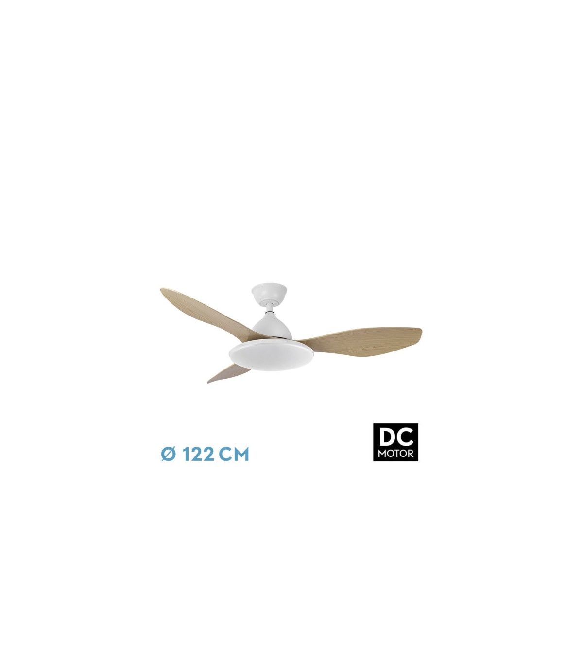 Ventilador de Techo YAEL DC Blanco 72W 7200Lm 3 Aspas Blanco/Haya CCT