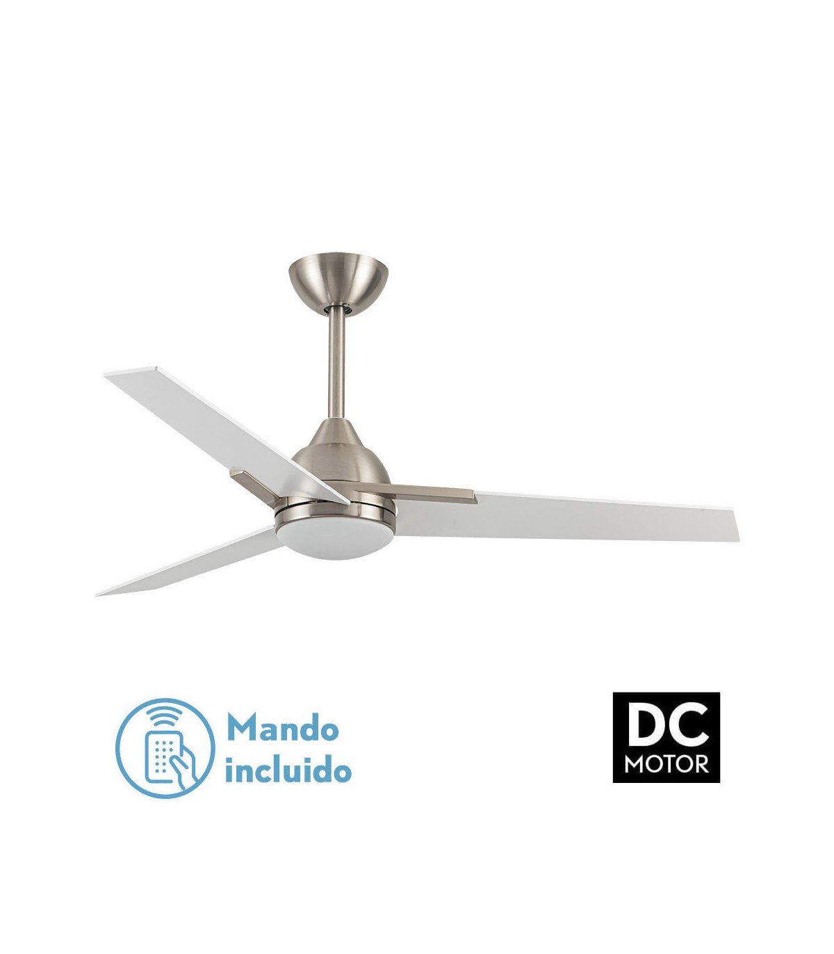 Ventilador de Techo ARGESTES DC Níquel 22W 2180Lm 3 Aspas Blanco CCT