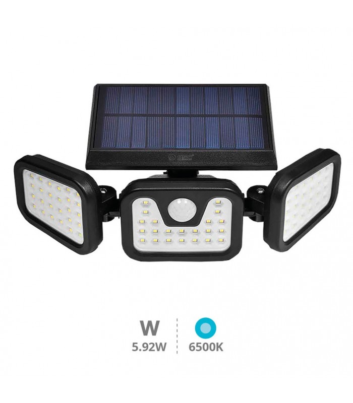 Aplique Solar SITALA 3 Proyectores 5.92W 650Lm IP44 Negro
