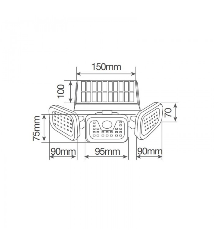 Aplique Solar SITALA 3 Proyectores 5.92W 650Lm IP44 Negro