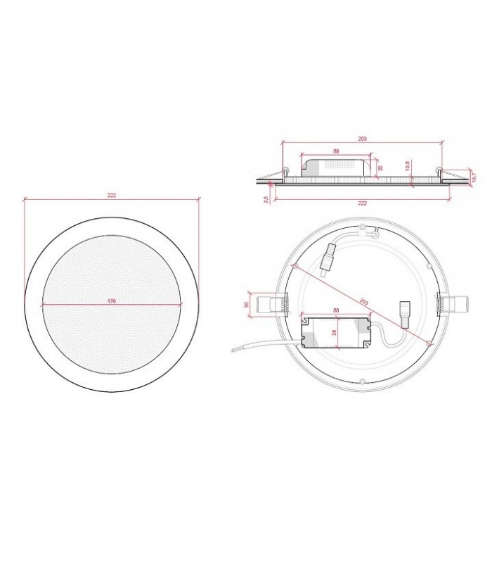 Downlight LED 20W 1.600Lm 120º IP20 Redondo Cuero