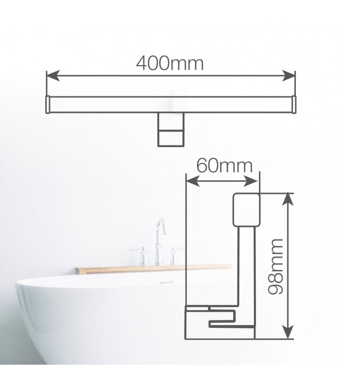 Aplique Led Baño NAKUR 6W 570Lm IP44 40cm