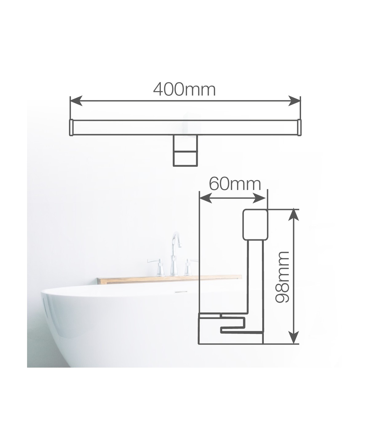 Aplique Led Baño NAKUR 6W 570Lm IP44 40cm