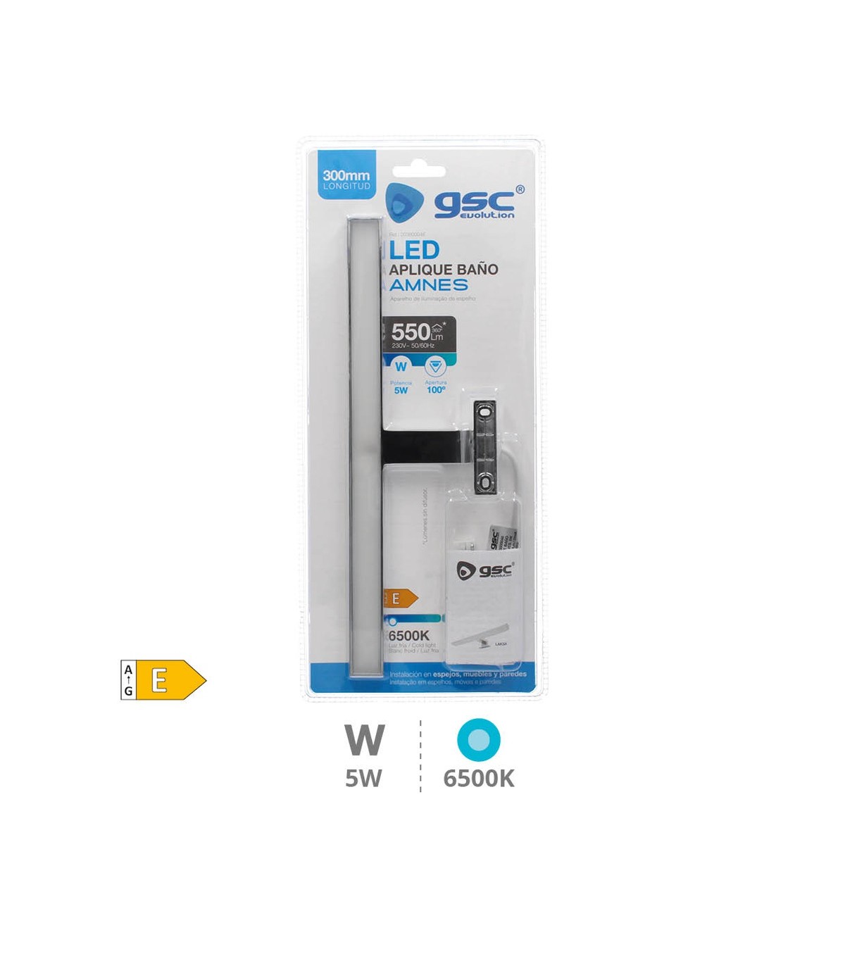 Aplique Baño AMNES 5W 350Lm IP44 30cm
