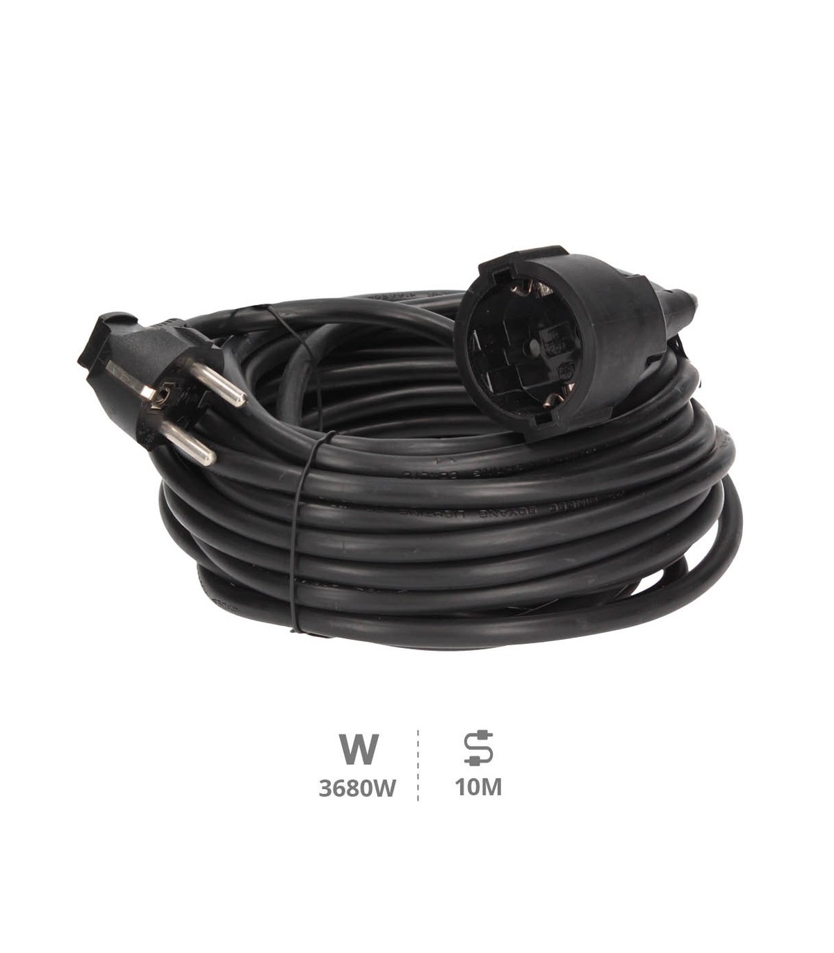 Prolongador Schuko (3x1.5mm) 2P+TT Negro 10 metros