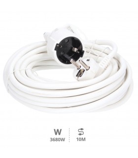 Prolongador Schuko (3x1.5mm) 2P+TT Blanco 10 metros