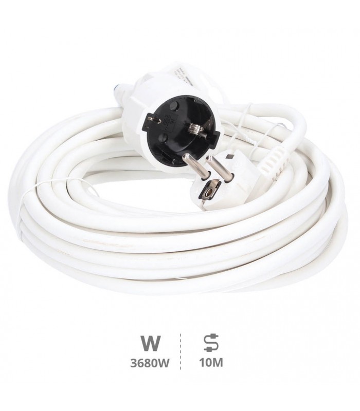 Prolongador Schuko (3x1.5mm) 2P+TT Blanco 10 metros