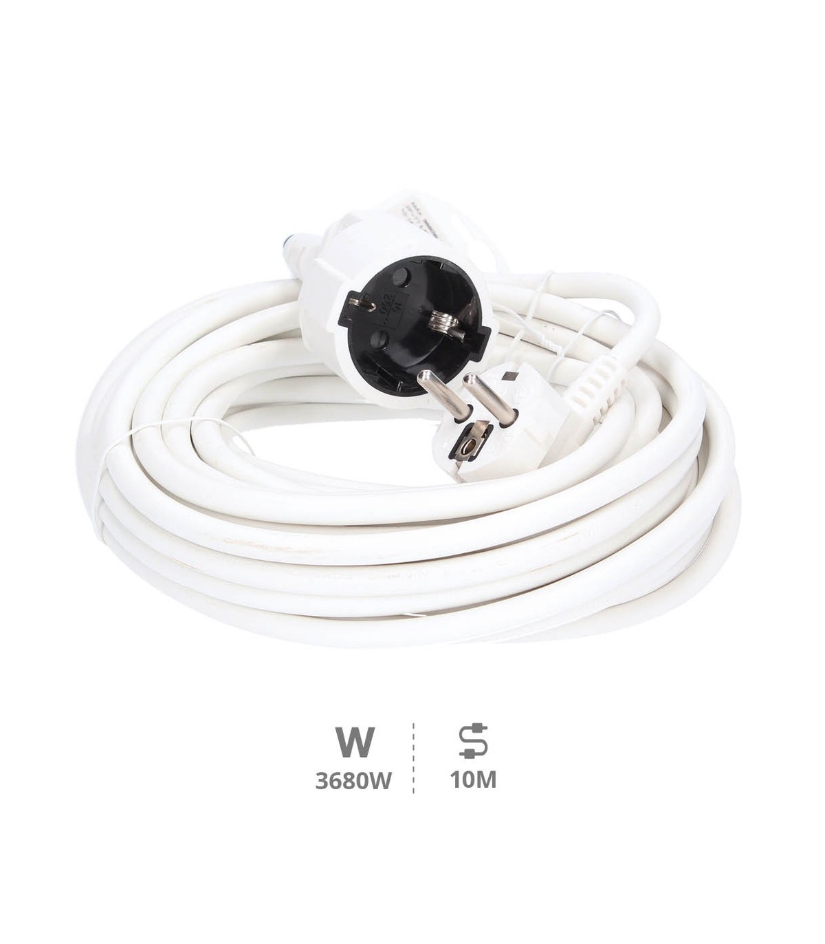 Prolongador Schuko (3x1.5mm) 2P+TT Blanco 10 metros