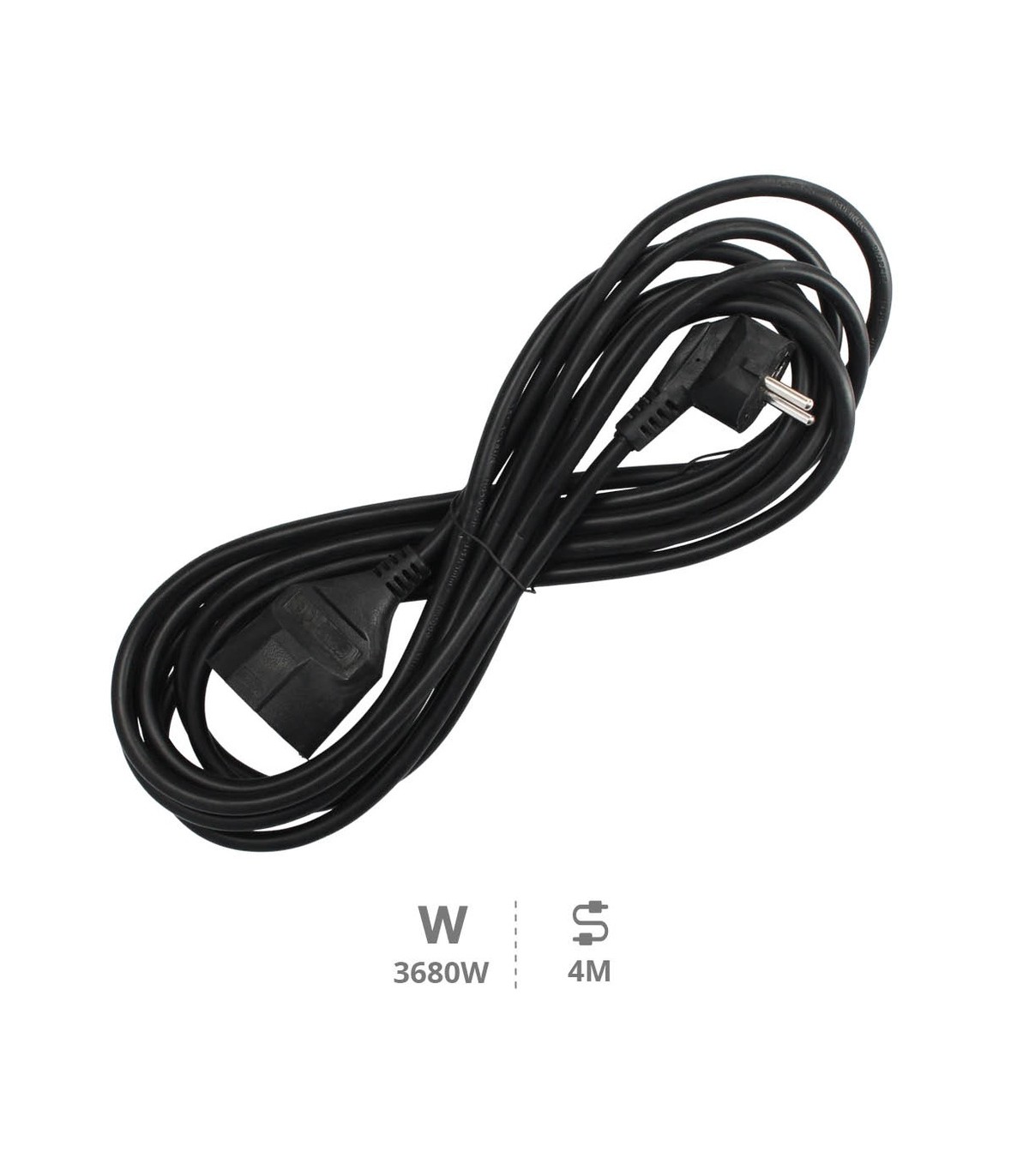 Prolongador Schuko (3x1.5mm) 2P+TT Negro 4 metros