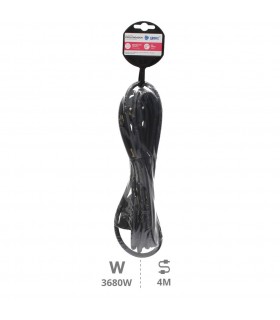 Prolongador Schuko (3x1.5mm) 2P+TT Negro 4 metros