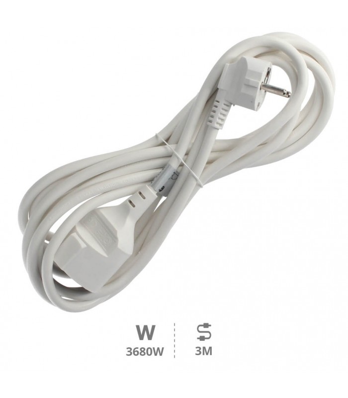 Prolongador Schuko (3x1.5mm) 2P+TT Blanco 3 metros