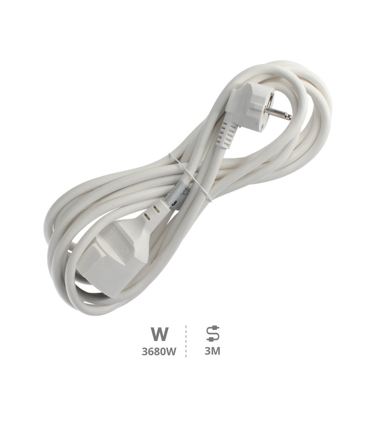 Prolongador Schuko (3x1.5mm) 2P+TT Blanco 3 metros