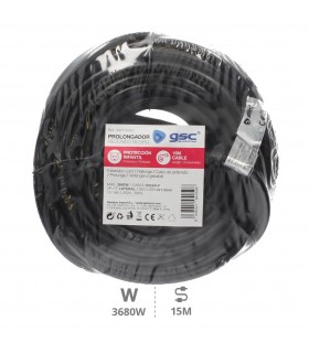 Prolongador Schuko (3x1.5mm) 2P+TT Negro 15 metros