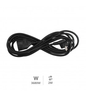Prolongador Schuko (3x1.5mm) 2P+TT Negro 2 metros