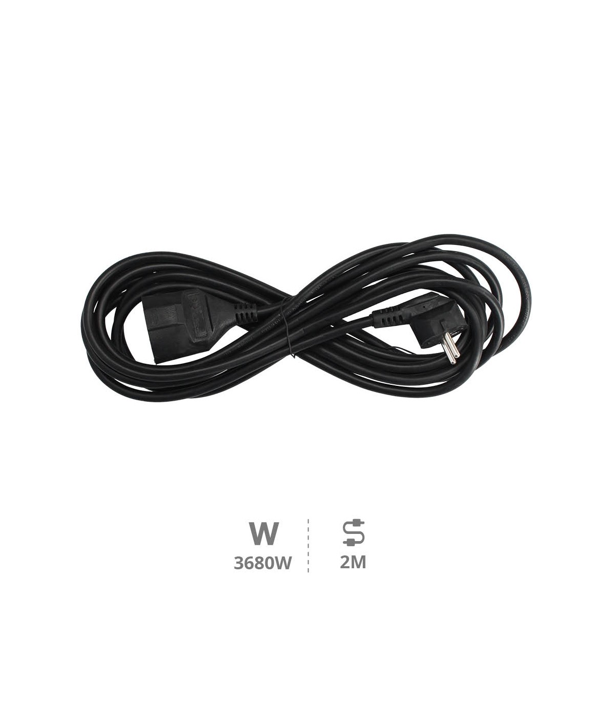 Prolongador Schuko (3x1.5mm) 2P+TT Negro 2 metros