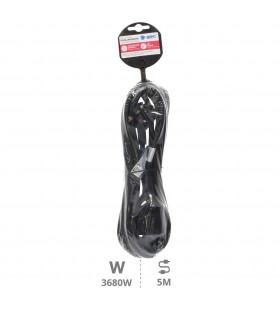 Prolongador Schuko (3x1.5mm) 2P+TT Negro 5 metros